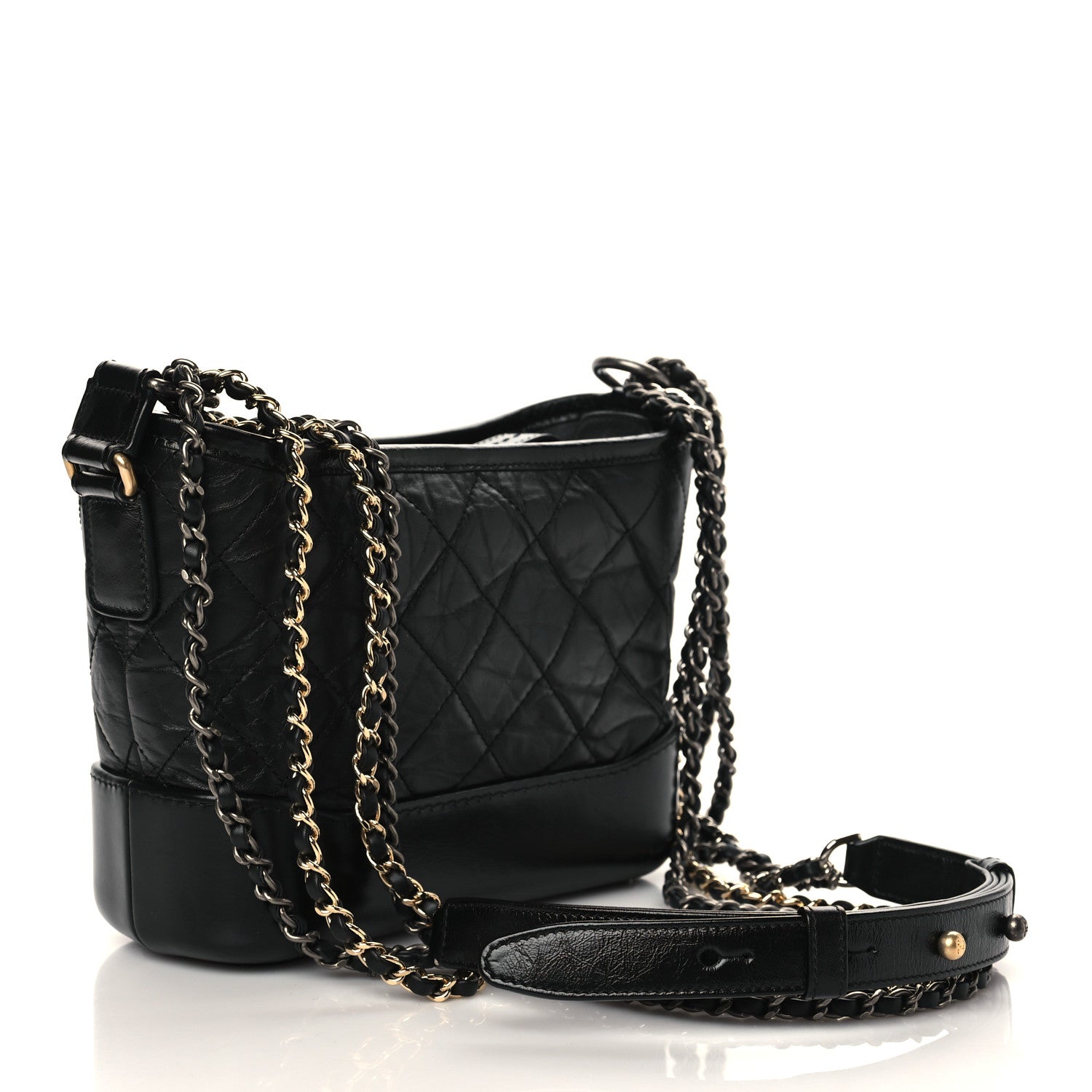 Chanel Aged Calfskin Quilted Small Gabrielle Hobo Black 3 of 8