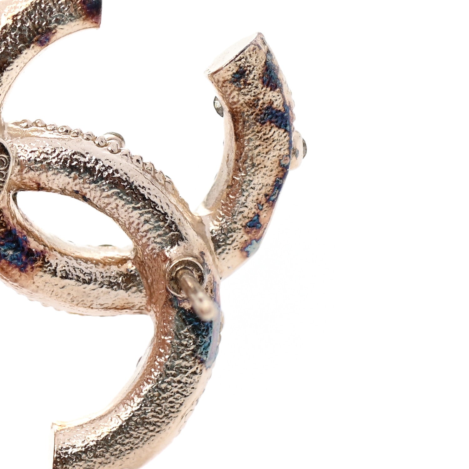 Chanel Crystal Twisted CC Earrings Pink Gold 5 of 6