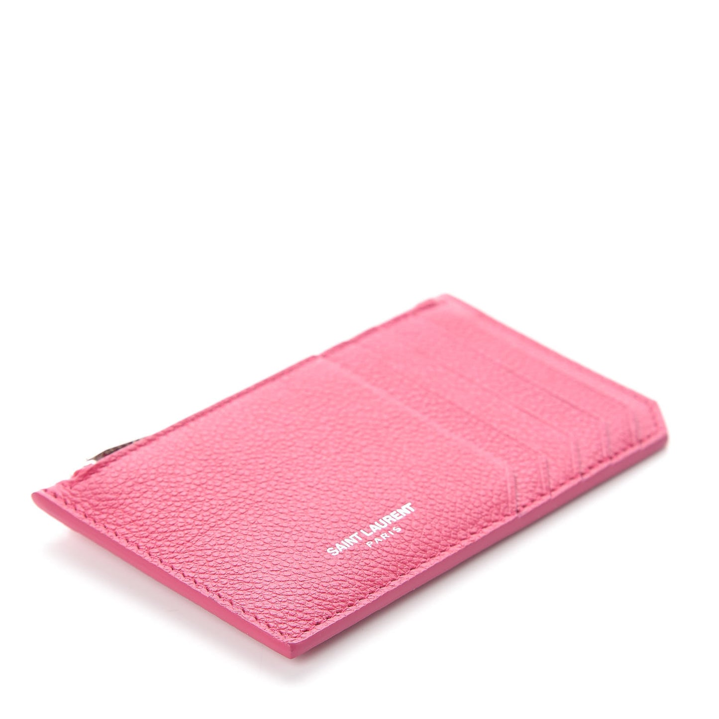 Grained Calfskin 5 Fragments Zip Pouch Card Holder Bubblegum