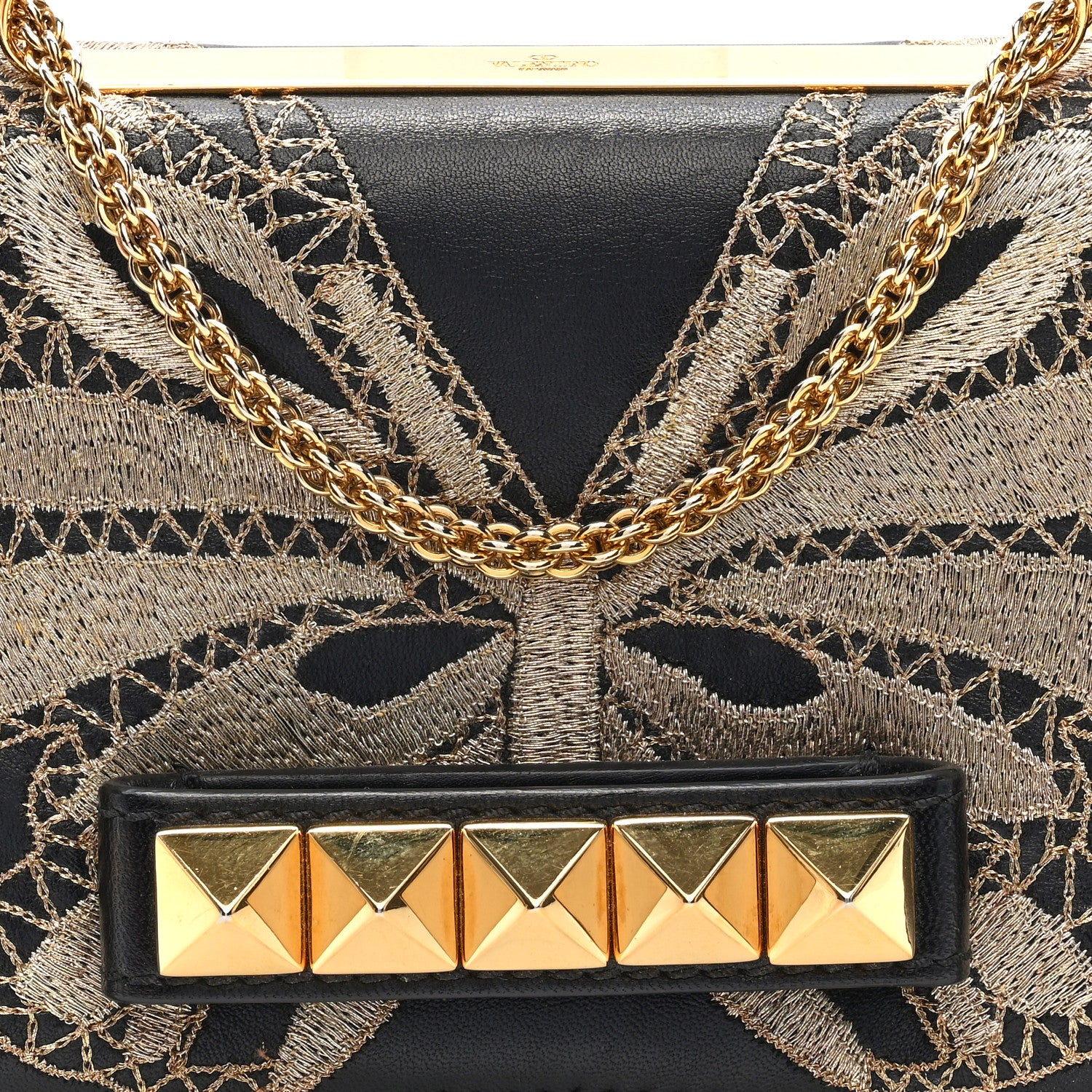 Valentino Garavani Nappa Lace Va Va Voom Butterfly Shoulder Bag Black 7 of 9