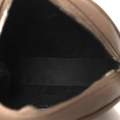 Saint Laurent Grain De Poudre Matelasse Chevron Quilted Round Vinyle Camera Bag Dark Beige 5 of 11