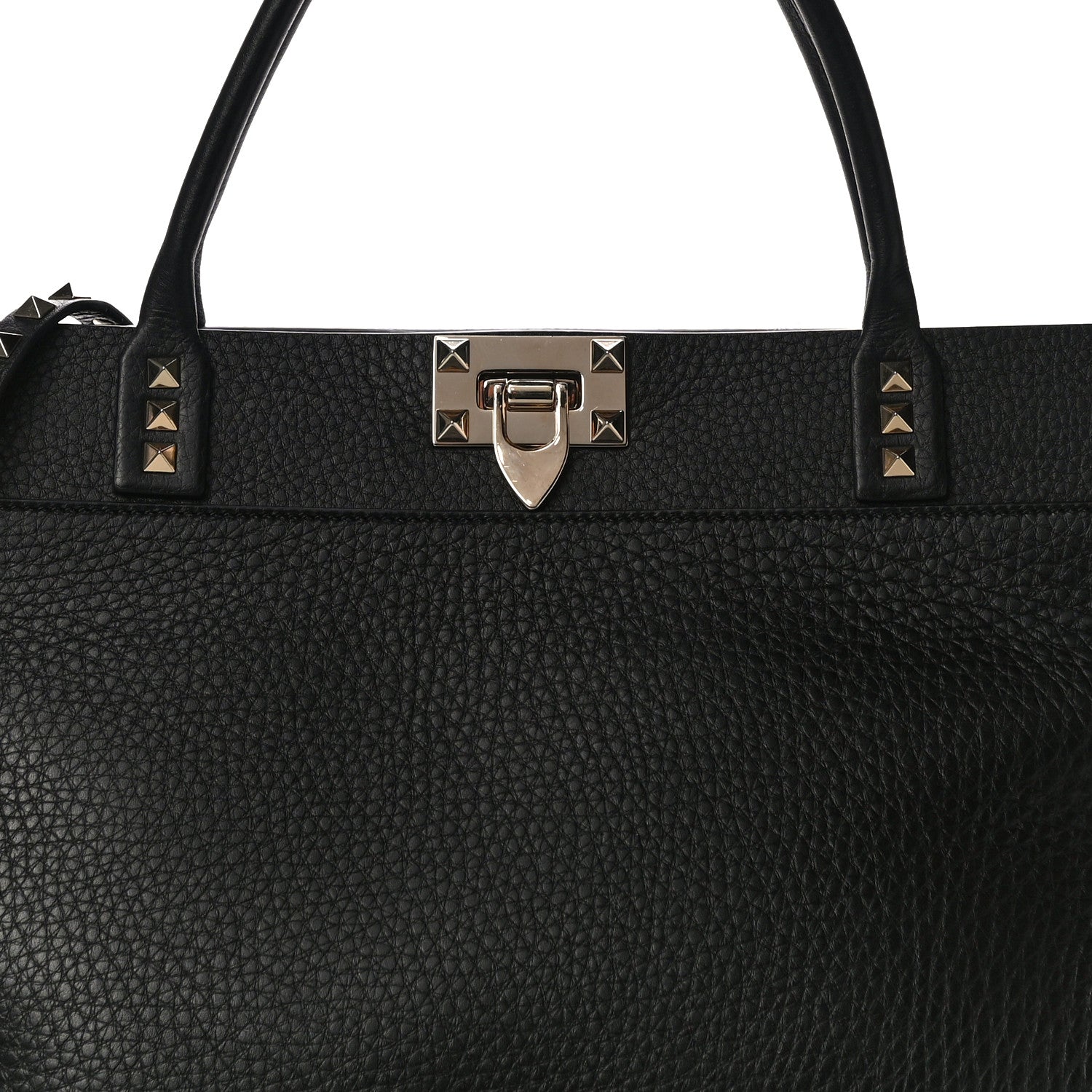 Valentino Garavani Grained Calfskin Rockstud Satchel Black 6 of 12