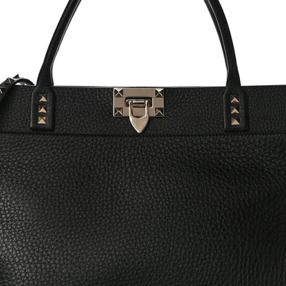 Valentino Garavani Grained Calfskin Rockstud Satchel Black 6 of 12