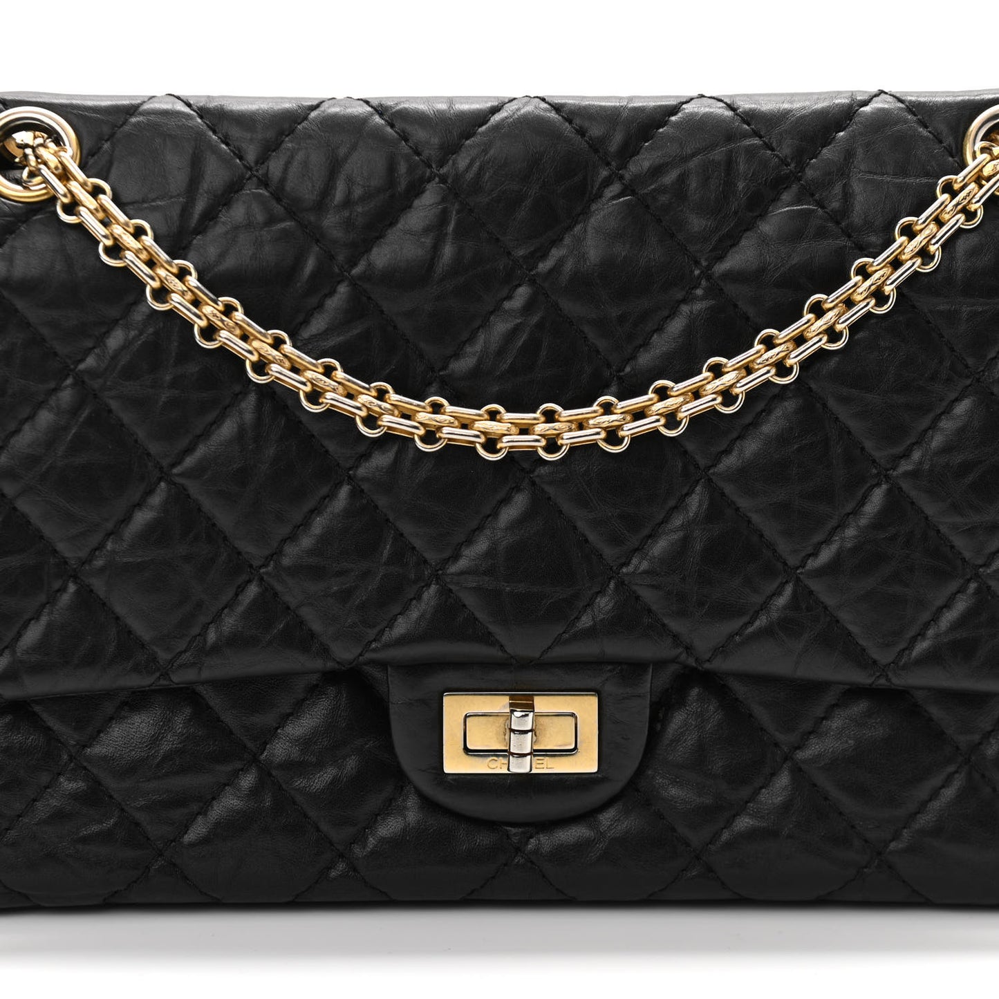 Aged Calfskin Quilted 2.55 Reissue 226 Flap Black