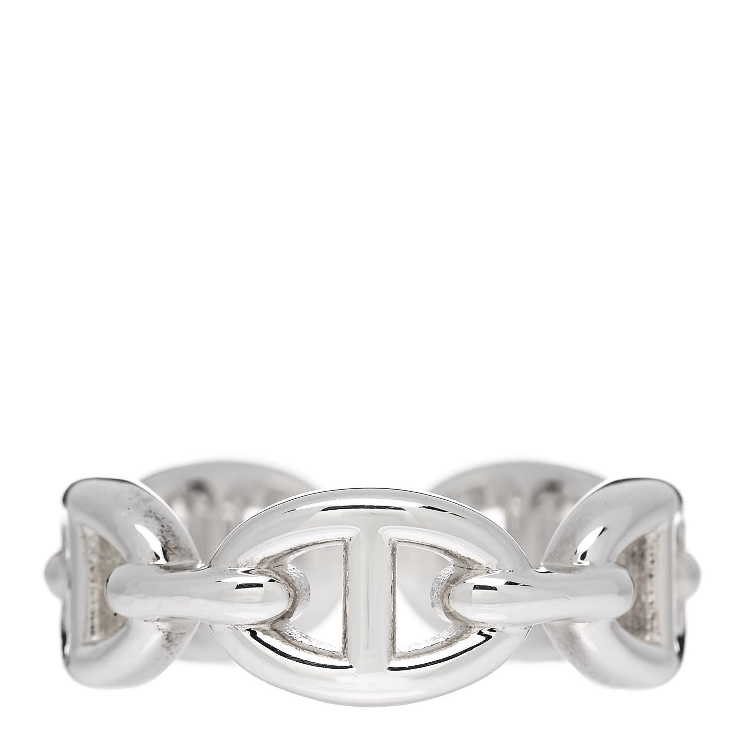 Hermes Sterling Silver PM Chaine d'Ancre Enchainee Band Ring 52 6 1 of 9