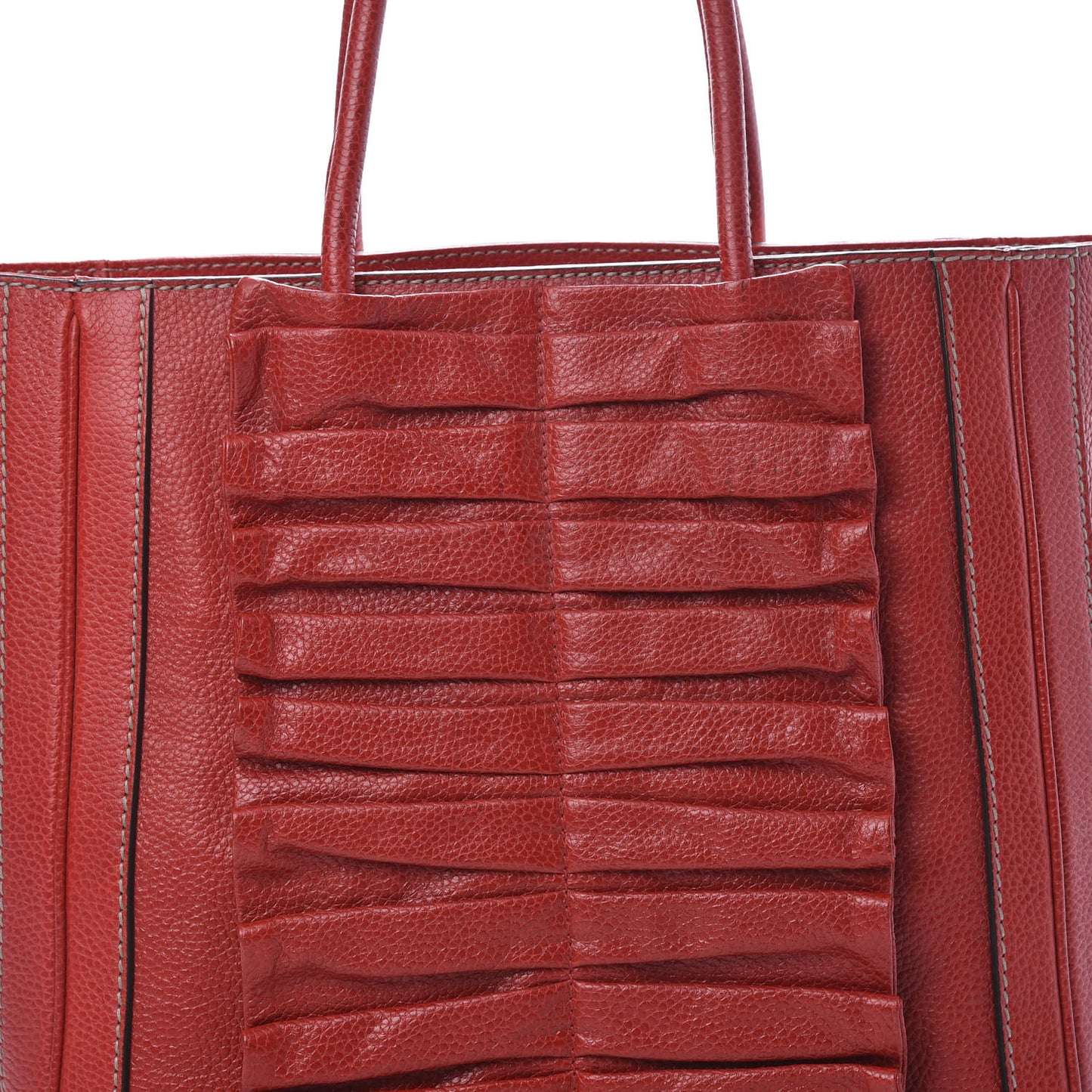 Grained Calfskin Tote Red