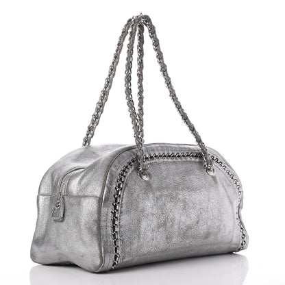 Chanel Metallic Goatskin Medium Luxe Ligne Bowler Tote Silver 3 of 23