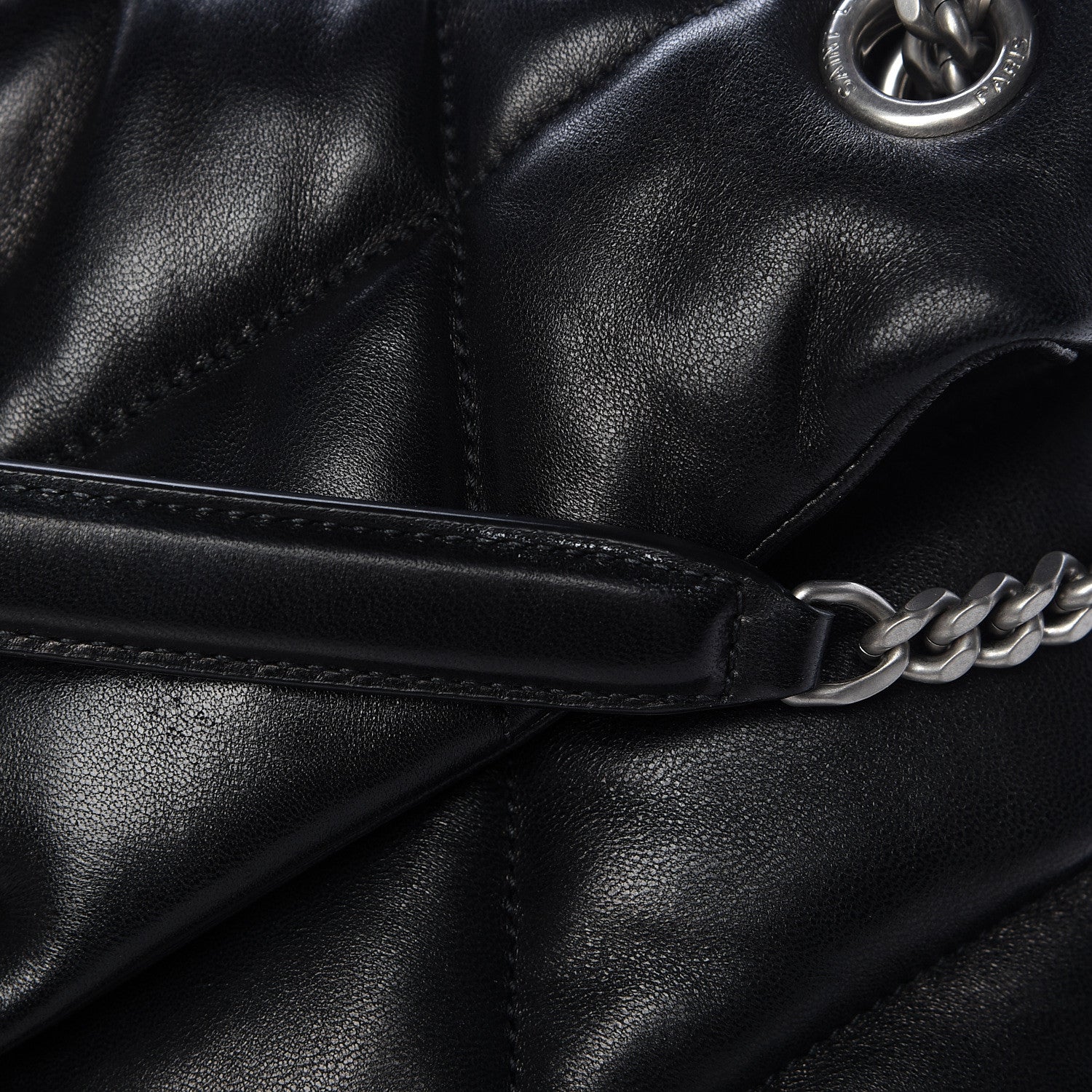 Saint Laurent Lambskin Quilted Small Loulou Puffer Monogram Chain Satchel Black 15 of 15