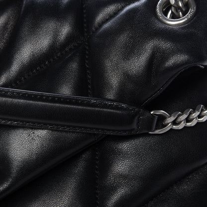 Saint Laurent Lambskin Quilted Small Loulou Puffer Monogram Chain Satchel Black 15 of 15