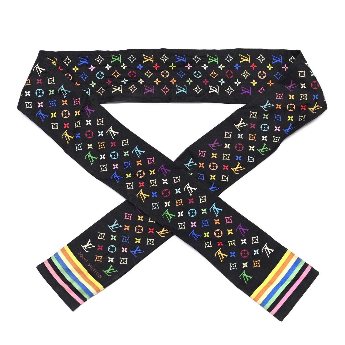 Silk Monogram Multicolor Bandeau Black
