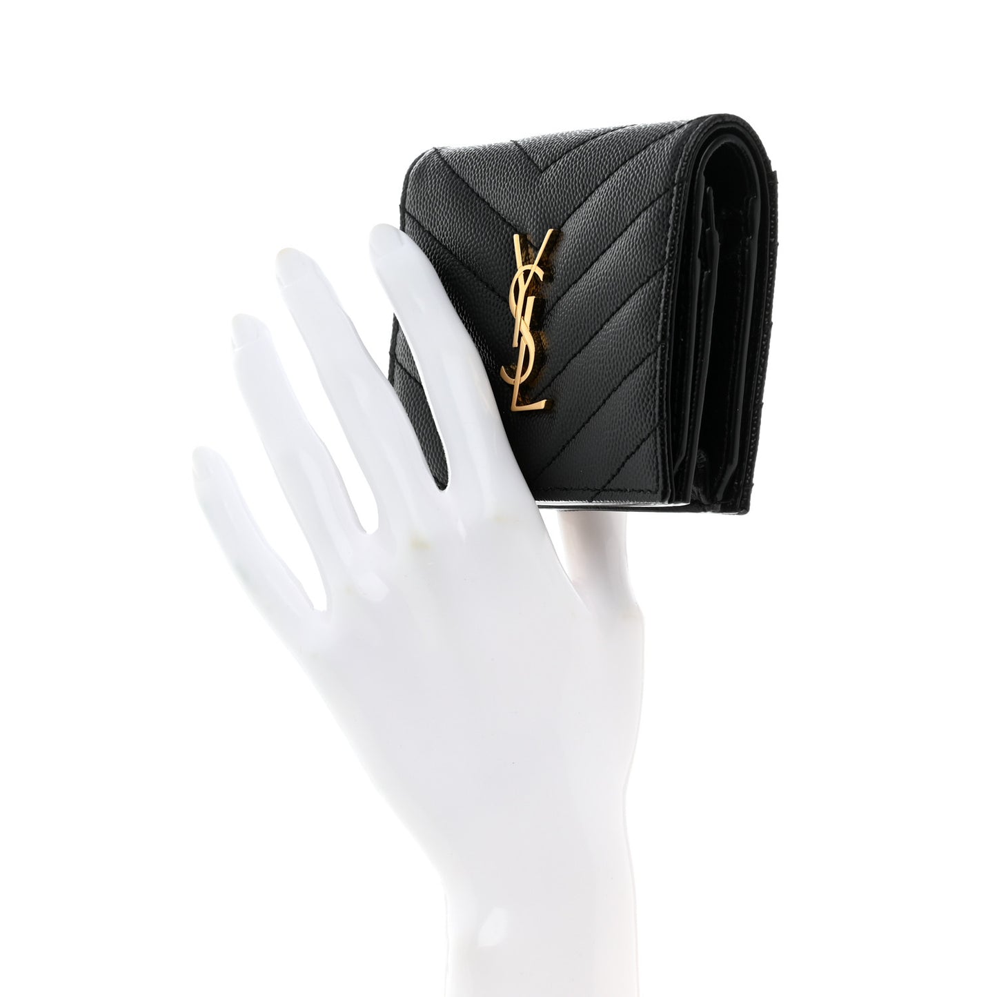 Grain De Poudre Matelasse Chevron Monogram Flap Card Case Black