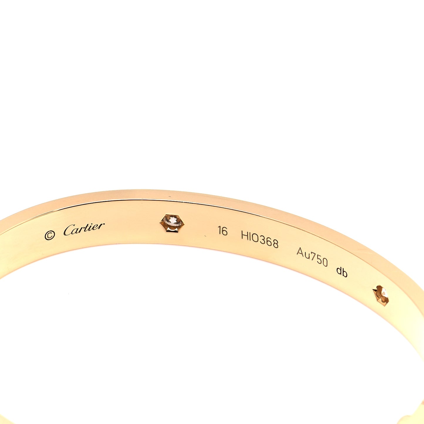 18K Yellow Gold 4 Diamond LOVE Bracelet 16