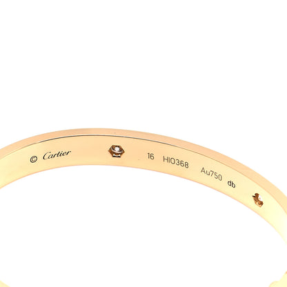 Cartier 18K Yellow Gold 4 Diamond LOVE Bracelet 16 4 of 7