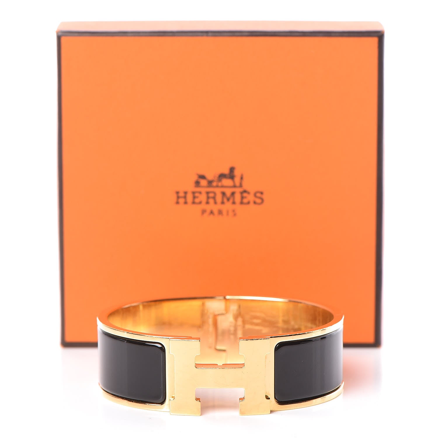 Hermes Enamel Wide Clic Clac H Bracelet GM Black 6 of 6