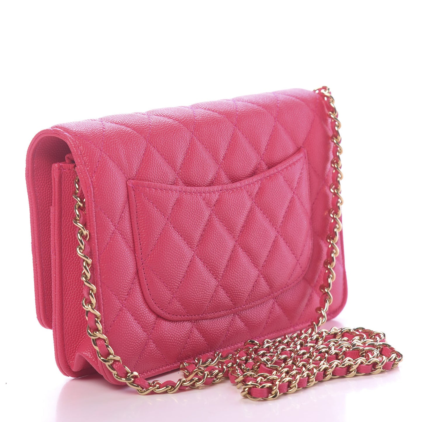 Caviar Quilted French New Wave Chain CC Wallet On Chain WOC Pink