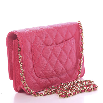 Chanel Caviar Quilted French New Wave Chain CC Wallet On Chain WOC Pink 3 of 12