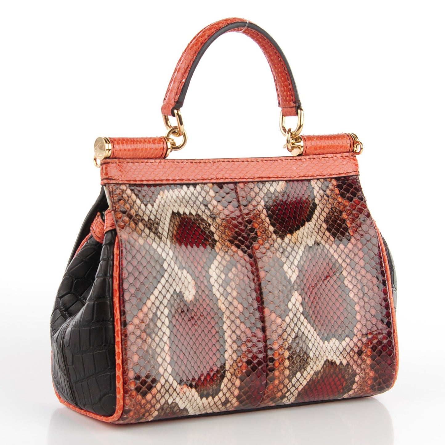 Crocodile Python Calfskin Small Miss Sicily Satchel Multicolor