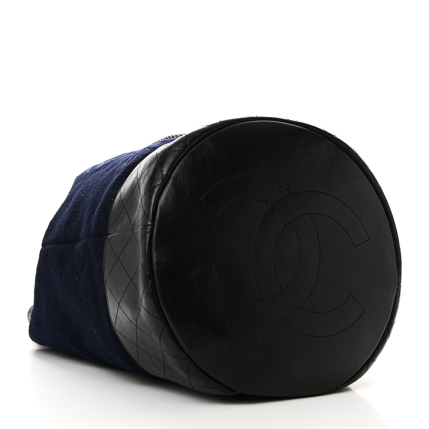 Chanel Wool Calfskin Embroidered Paris Hamburg Drawstring Backpack Navy Blue 4 of 10
