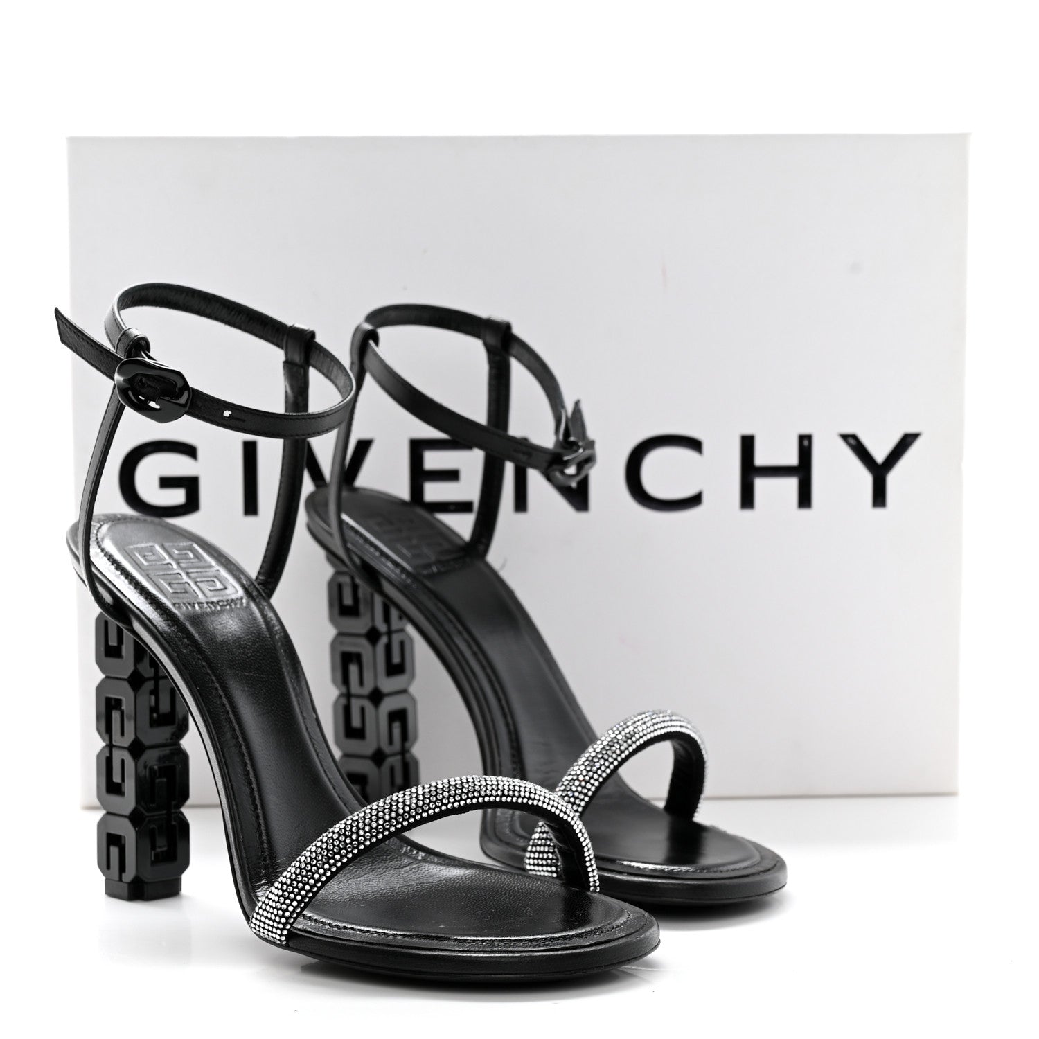 Givenchy Smooth Nappa Crystal G Cube 105mm Sandals 38.5 Black Silvery 8 of 8