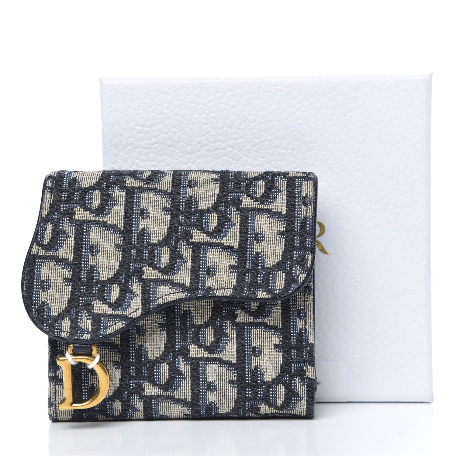 Christian Dior Oblique Saddle Lotus Wallet Blue 8 of 8