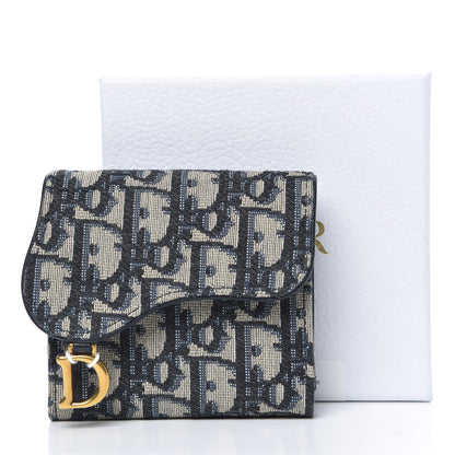 Christian Dior Oblique Saddle Lotus Wallet Blue 8 of 8