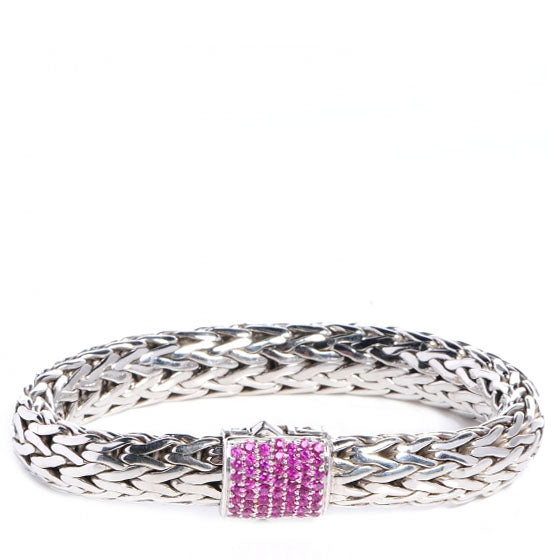 John Hardy Sterling Silver Pink Sapphire Braided Classic Clasp Bracelet Medium 1 of 7