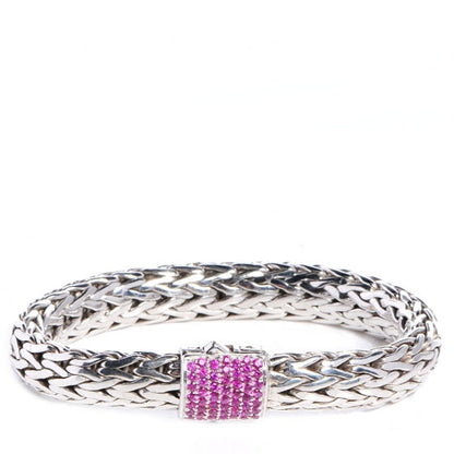 John Hardy Sterling Silver Pink Sapphire Braided Classic Clasp Bracelet Medium 1 of 7