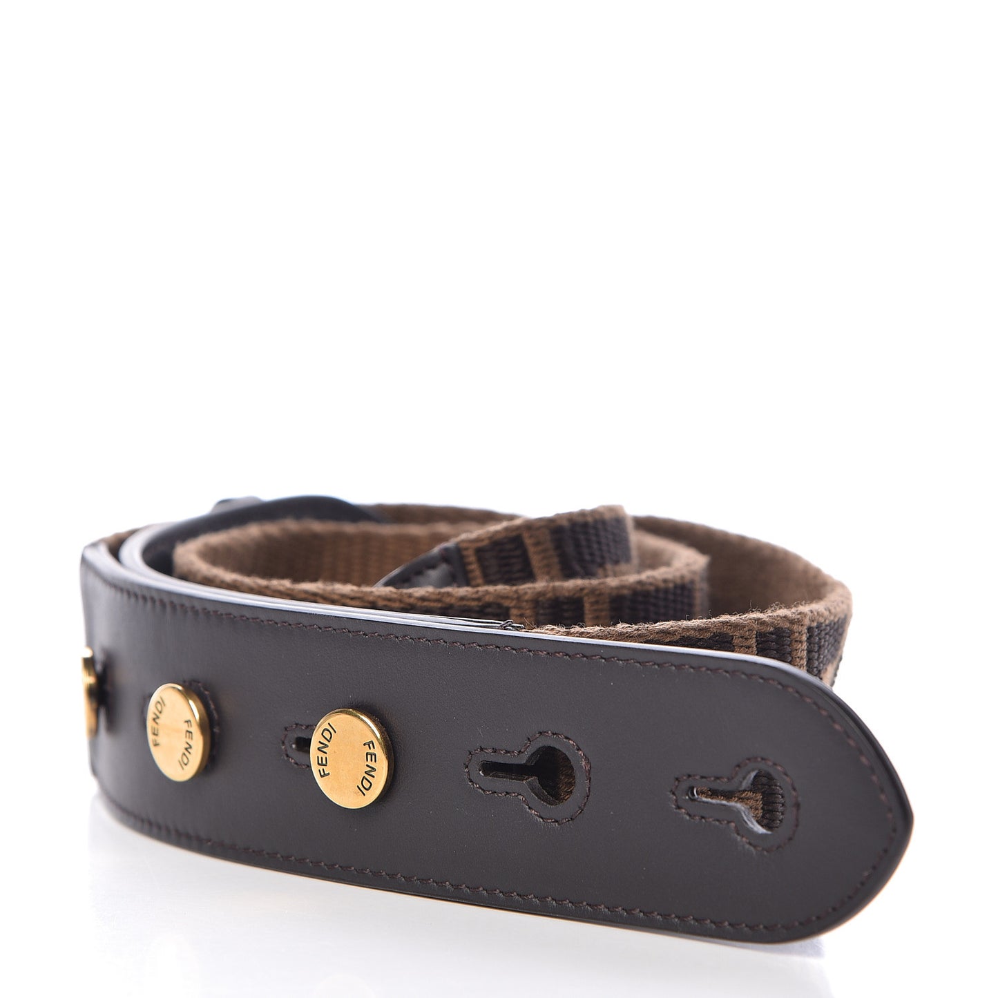 Ribbon Vitello Century FF 1974 Flat Studded Strap You Fango Marrone Ebano