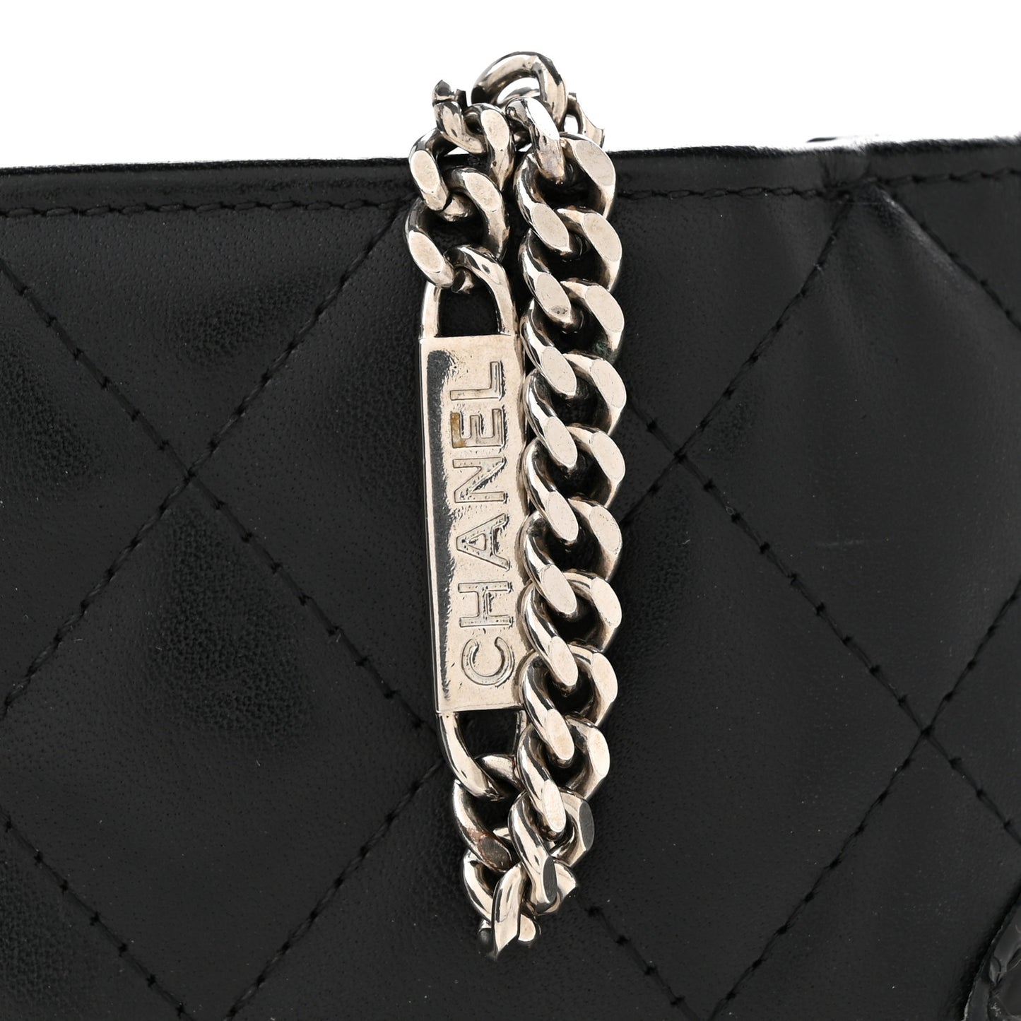 Calfskin Cambon Zipped Pocket Wallet Black