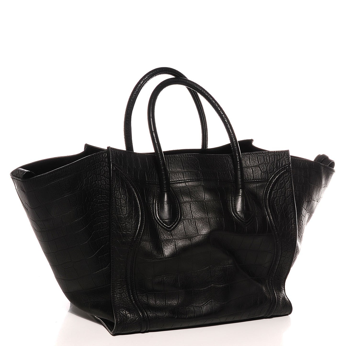 Crocodile Embossed Large Phantom Luggage Black