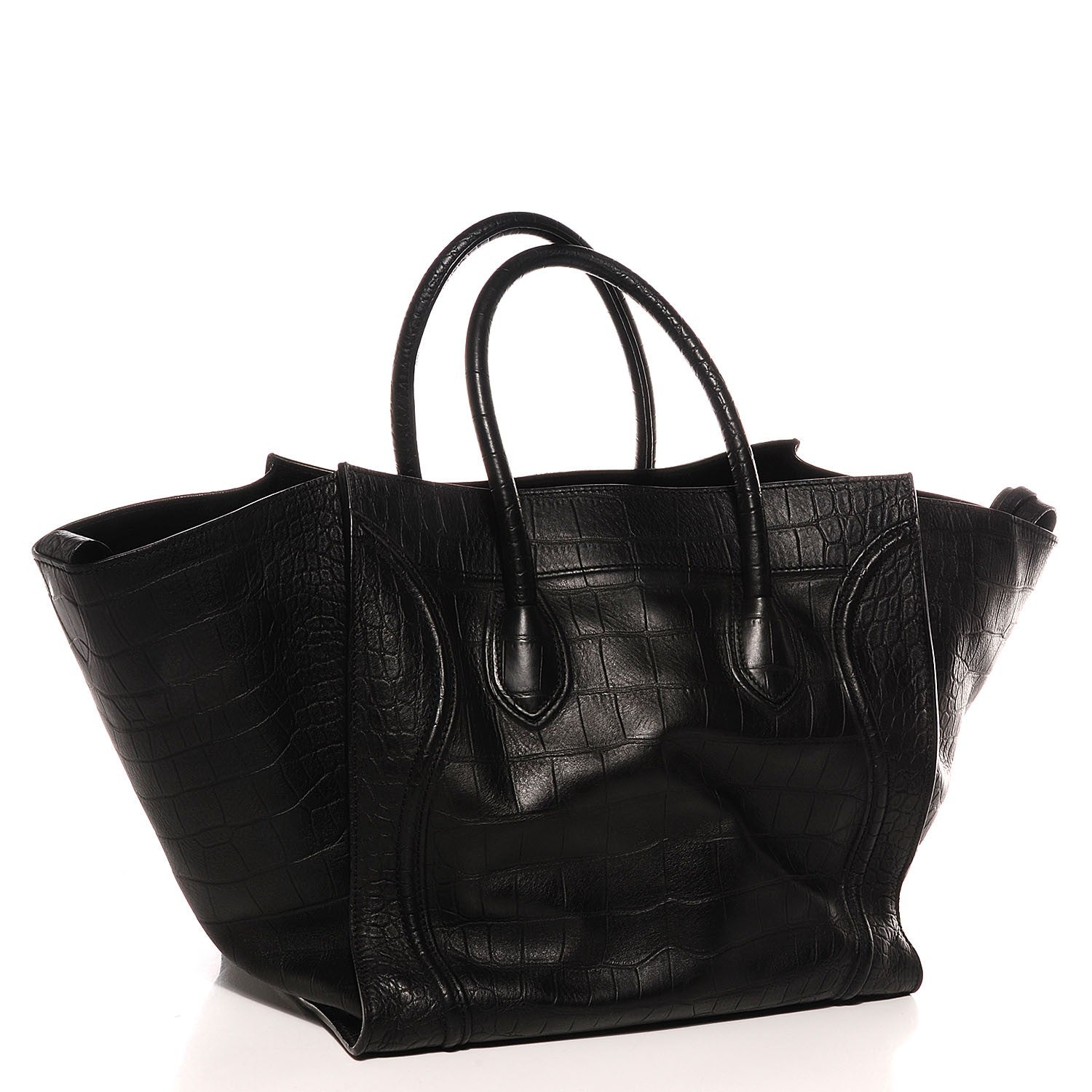 Celine Crocodile Embossed Large Phantom Luggage Black 3 of 8