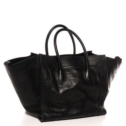 Celine Crocodile Embossed Large Phantom Luggage Black 3 of 8