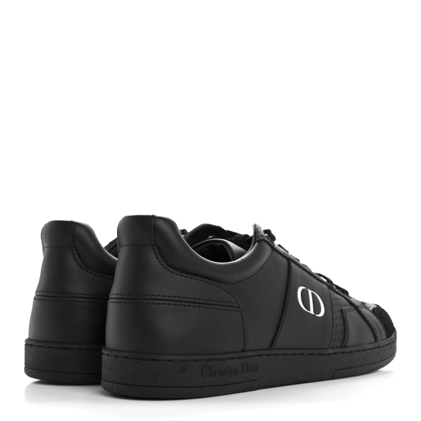 Calfskin Suede Logo Sneakers 37 Black