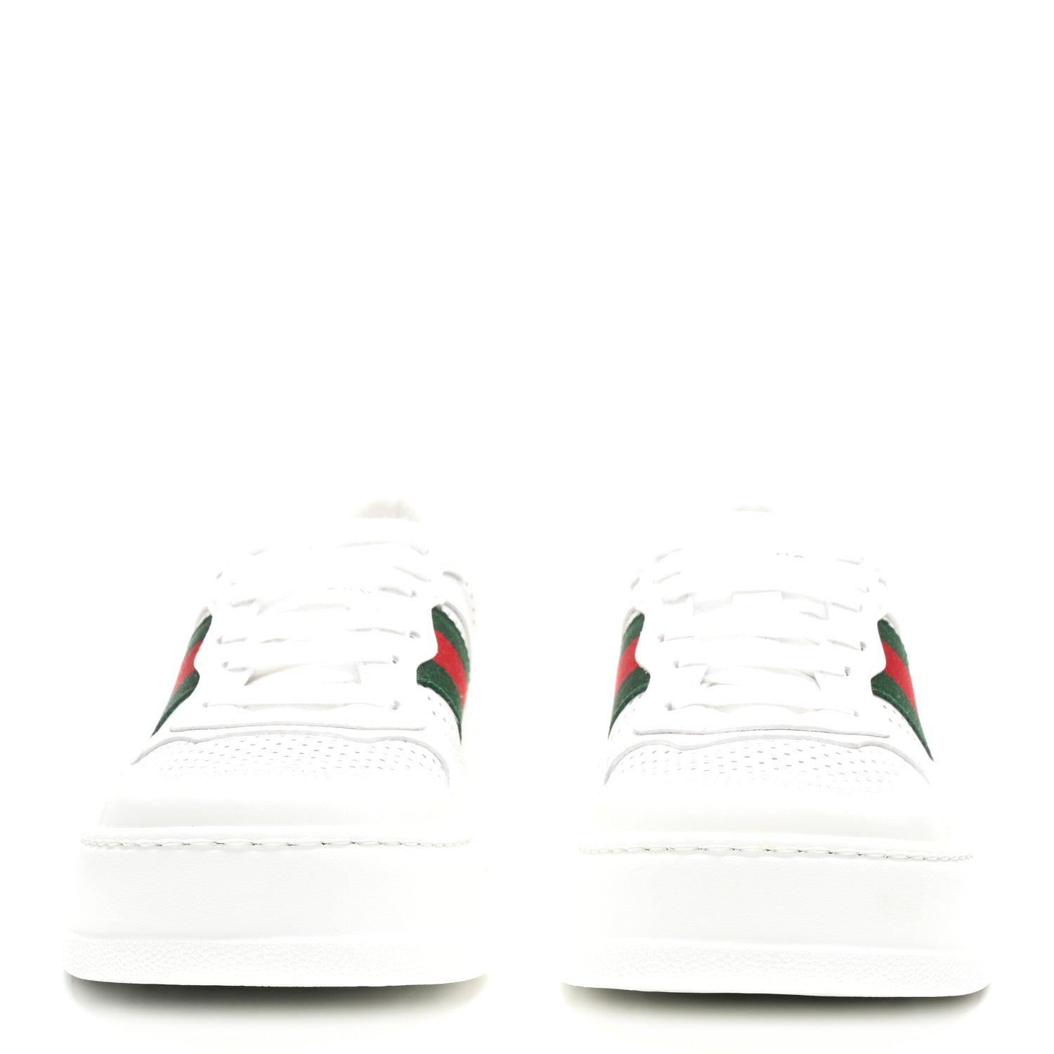 Gucci Calfskin Web Perforated Womens Platform 55mm Sneakers 36 White Bright Splash 3 of 11