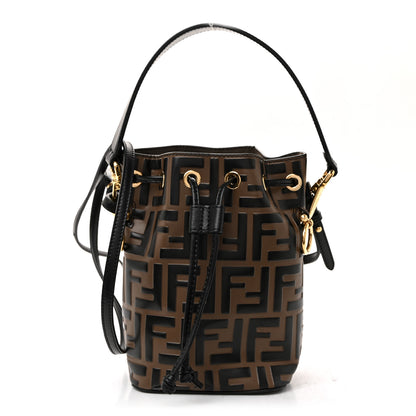 Fendi Vitello Liberty F is Fendi Bi-Color FF 1974 Embossed Mini Mon Tresor Bucket Bag Maya Black 1 of 11