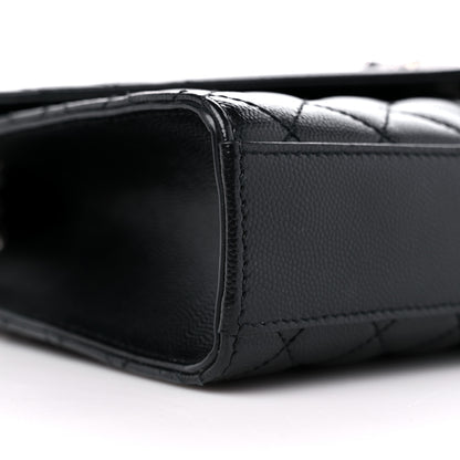 Saint Laurent Grain De Poudre Textured Mixed Matelasse Triquilt Medium Monogram Satchel Black 8 of 10