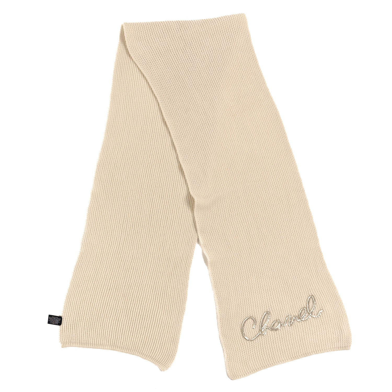 Chanel Cashmere Logo Scarf Beige 2 of 4