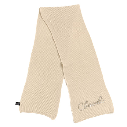 Chanel Cashmere Logo Scarf Beige 2 of 4
