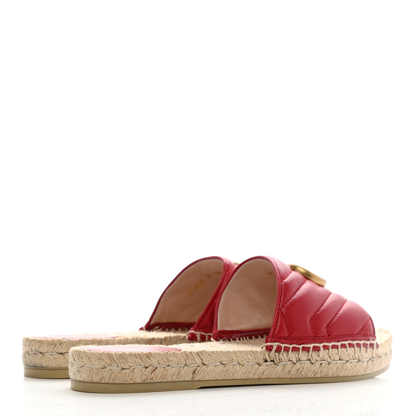 Nappa Matelasse GG Marmont Espadrille Slide Sandals 39 Hibiscus Red