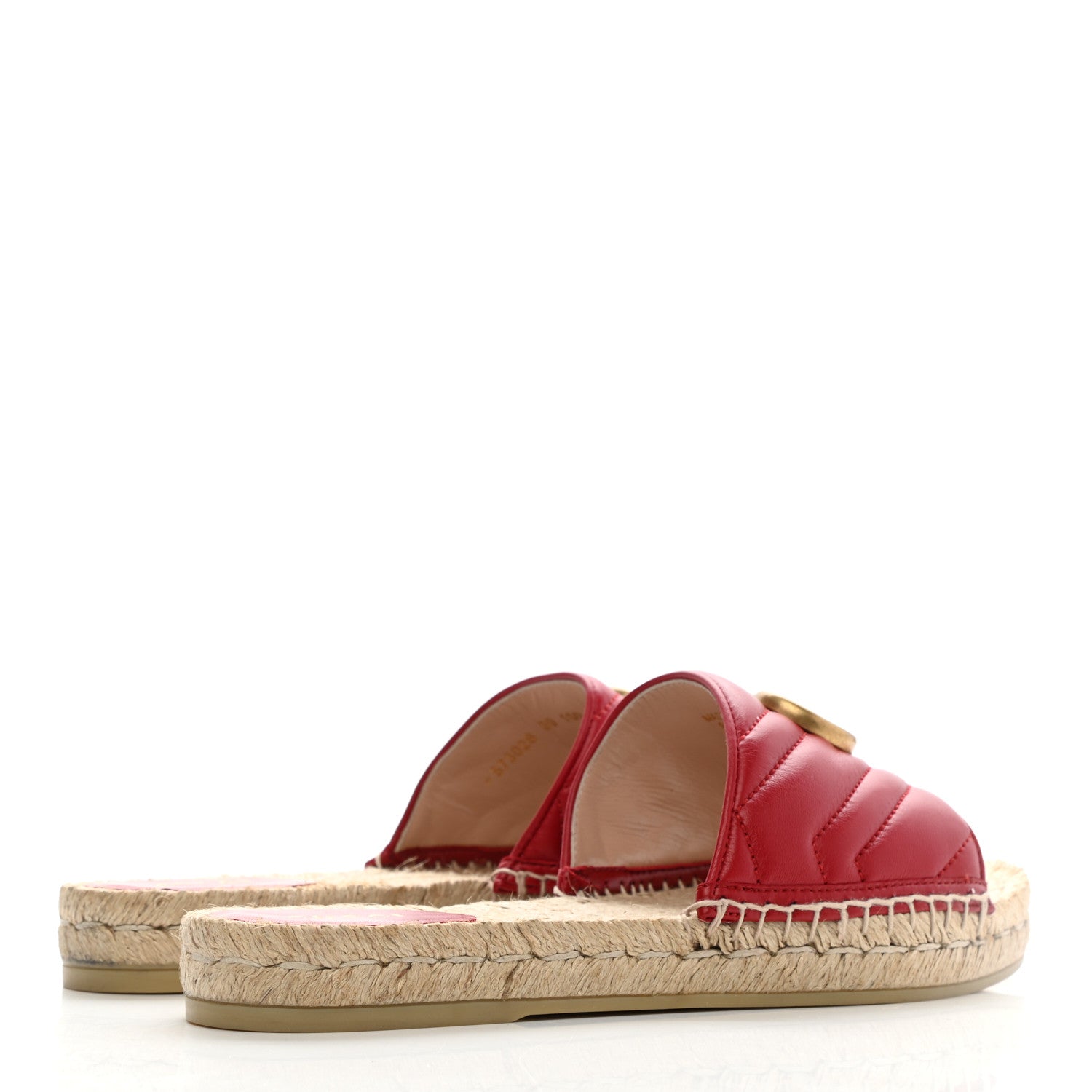 Gucci Nappa Matelasse GG Marmont Espadrille Slide Sandals 39 Hibiscus Red 4 of 9