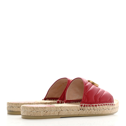 Gucci Nappa Matelasse GG Marmont Espadrille Slide Sandals 39 Hibiscus Red 4 of 9