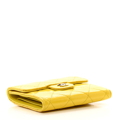 Chanel Patent Quilted Compact Flap Wallet Yellow 4 of 7