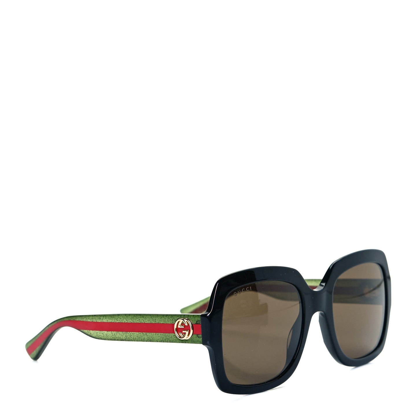 Acetate Square Frame Web Glitter Sunglasses GG0036S Black Green