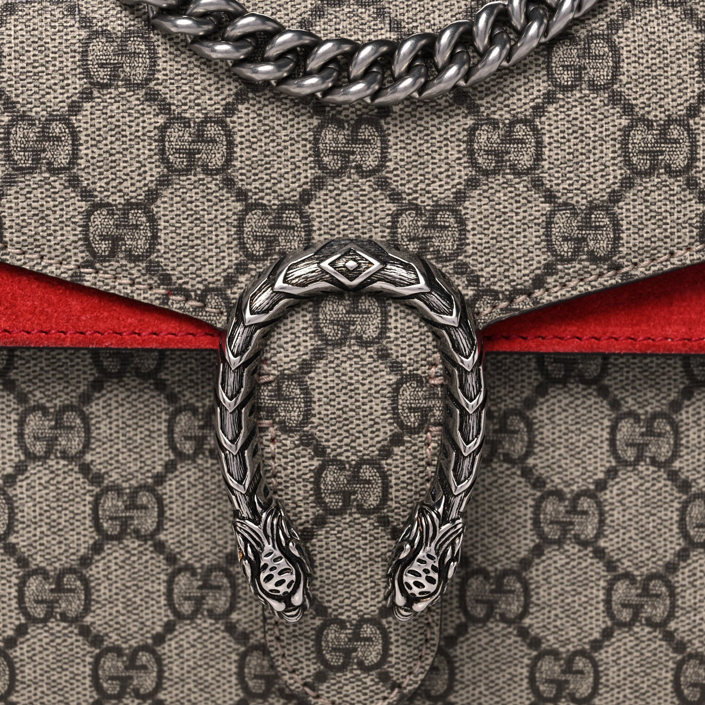 GG Supreme Monogram Mini Dionysus Shoulder Bag Hibiscus Red