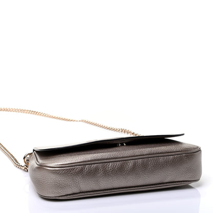 Gucci Metallic Pebbled Calfskin Medium Soho Flap Crossbody Golden Beige 3 of 4