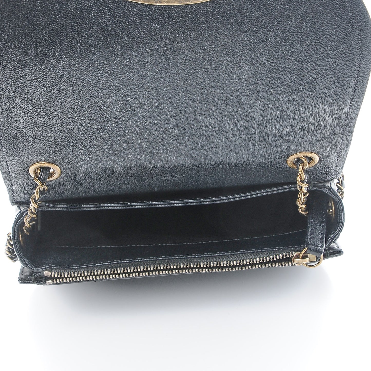Shiny Calfskin Goatskin Quilted Small Coco Curve Messenger Flap Black
