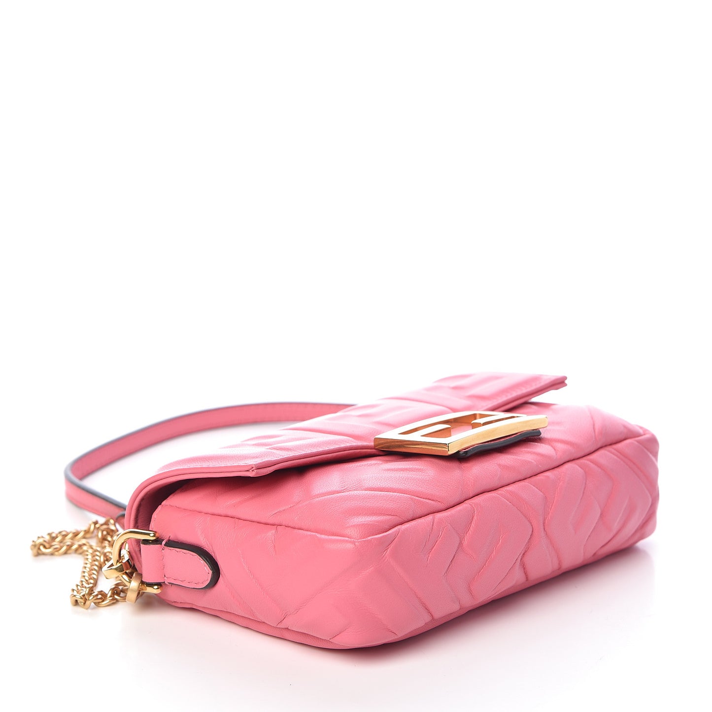 Nappa FF 1974 Embossed Mini Baguette Rosa Fluo