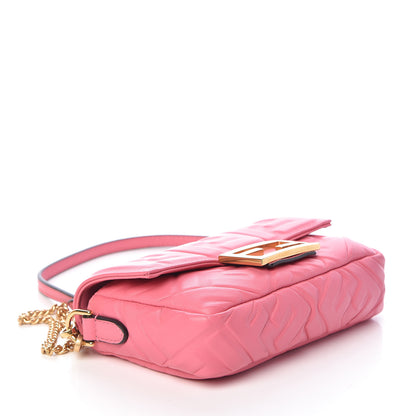 Fendi Nappa FF 1974 Embossed Mini Baguette Rosa Fluo 6 of 12