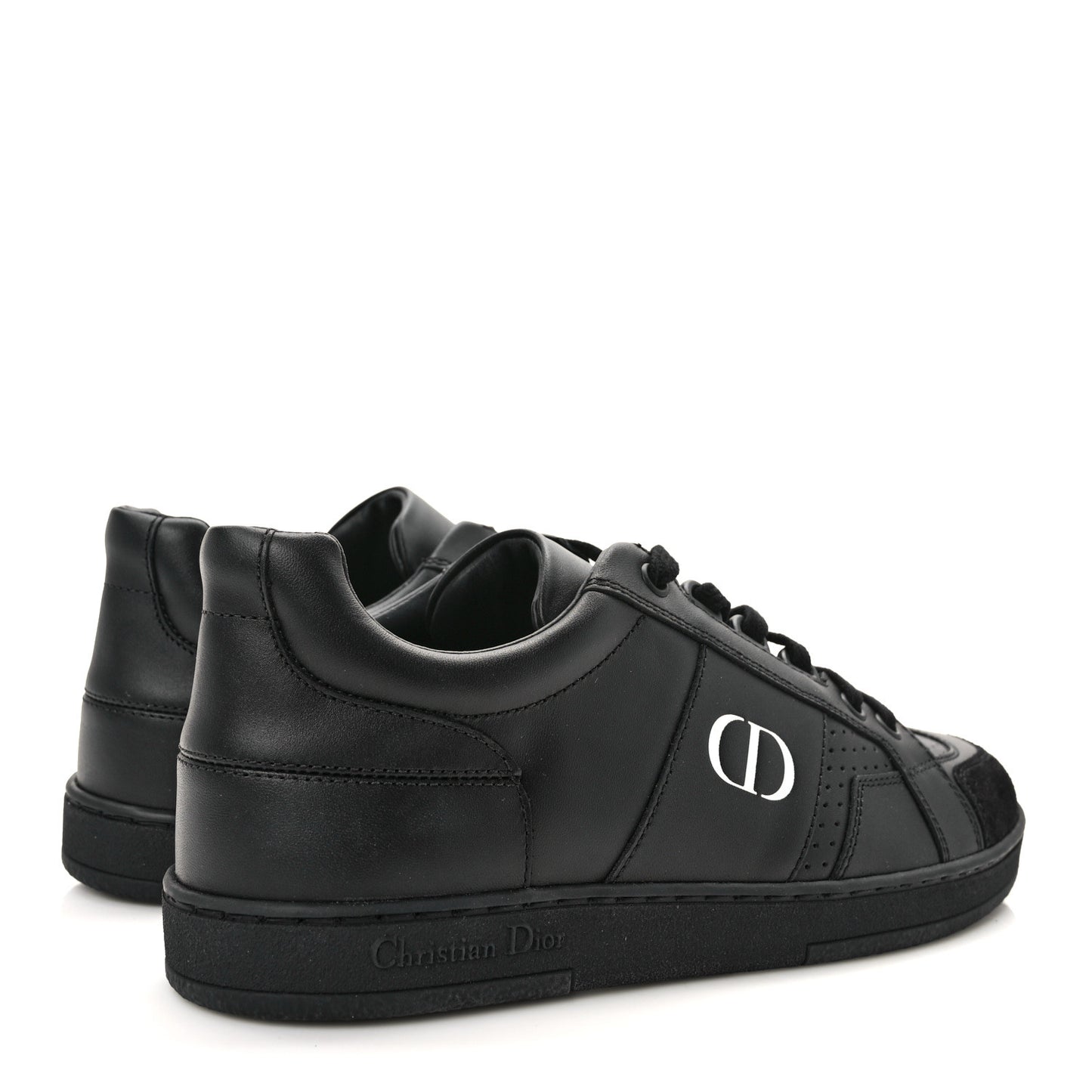 Calfskin Suede Logo Sneakers 36 Black