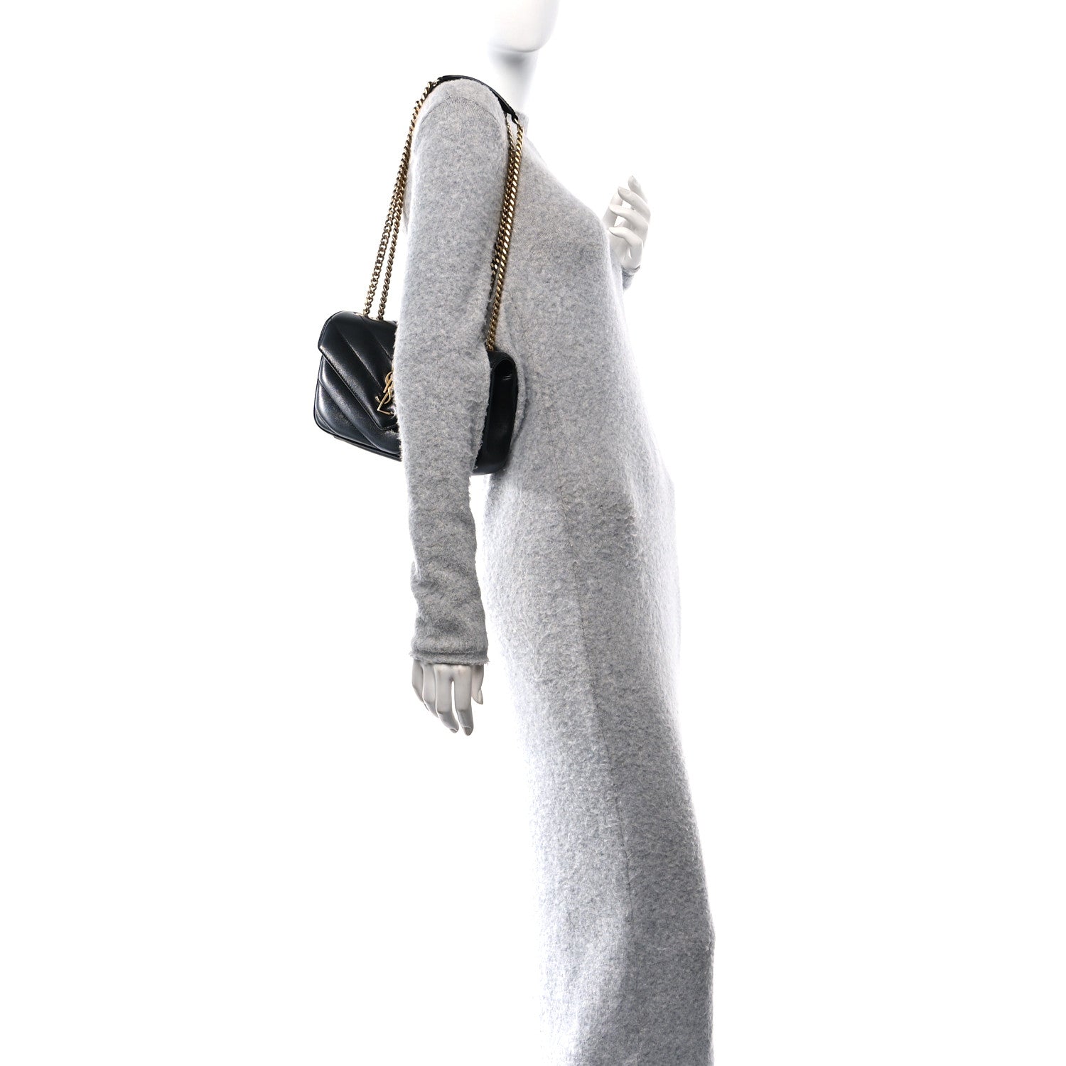 Saint Laurent Lambskin Chevron Quilted Small Loulou Black 2 of 13